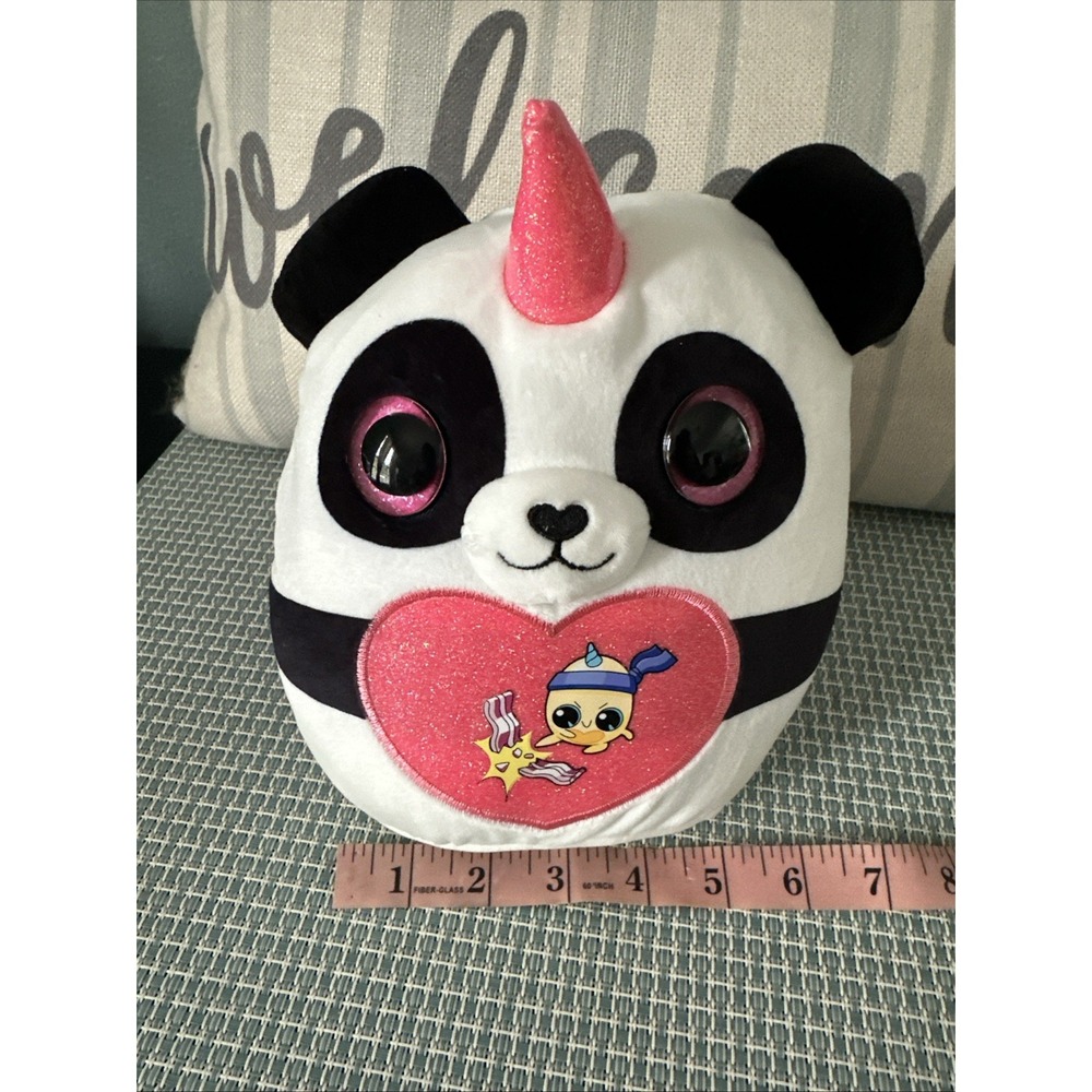 ZURU Rainbocorns Panda Unicorn Plush Toy Sparkly Heart, Wings, 7" Collectible